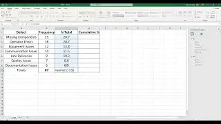 Thumbnail: How to Construct a Pareto Chart in Excel - Part 1 of 2 - Crunch the Numbers