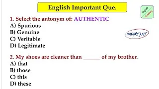 Thumbnail: English important Questions set-65, for- All Exams #englishacademybydeepakkr