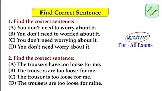 Thumbnail: Find Correct Sentence set-1 Important Grammar Questions | SSC CGL, CHSL, MTS & All Competitive Exams