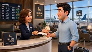 Thumbnail: ✈️ First Time in an Airport Lounge: Is This Seat Free? | Slow and Easy English Story for Beginners