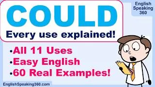 Thumbnail: How to Use COULD in English | All 11 Uses Explained | 60+ Real-Life Examples | Easy English Grammar