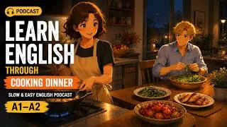 Thumbnail: Learn English While Cooking Dinner | English Listening Practice for Beginners (A1–A2))