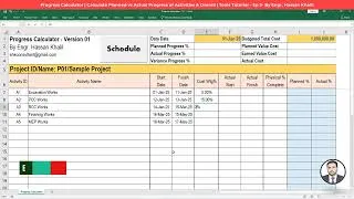 Thumbnail: Progress Calculator | Cal. Planned vs Actual Progress of Activities & Overall | Tools Tutorial –Ep 3