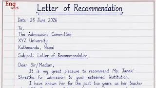 Thumbnail: Letter of Recommendation | recommendation letter | recommendation letter in English | Eng Teach 