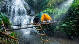 Thumbnail: Camping in Heavy Rain: Floating Shelter Under a Raging Waterfall Storm