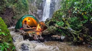 Thumbnail: Camping in Heavy Rain Thunderstorms, Sleeping by a Rushing Stream - Nature Sound ASMR