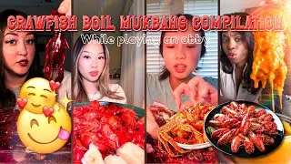 Thumbnail: ✨🦞🥘🌽Crawfish boil mukbang compilation while playing an obby | (I DONNT OWN THESE VIDEOS)🌽🥘🦞✨
