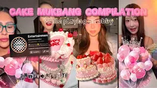 Thumbnail: ✨🎂🍰🎉Cake mukbang compilation while playing an obby! (ANNIVERSARY) | (I DON’T OWN THESE VIDEOS)🍰🎂🎉✨