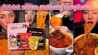 Thumbnail: ✨🍜🍳🥩Buldak ramen mukbang compilation while playing an obby | (I DON’T OWN THESE VIDEOS)🥩🍳🍜✨