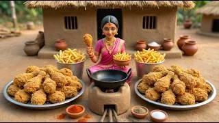Thumbnail: Miniature Doll massive KFC style fried chicken Cooking ASMR | Indian Village Tiny Kitchen Story