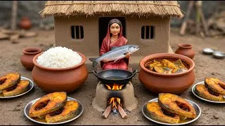 Thumbnail: Miniature Doll massive fish Cooking ASMR | Feeding the Poor | Indian Village Tiny Kitchen Story