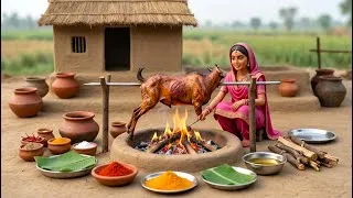Thumbnail: Miniature Doll Makes Full Goat Barbeque Cooking ASMR | Indian Village Tiny  Kitchen animation Story