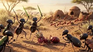 Thumbnail: Epic Red Ants vs Black Ants War 🐜 | Queen Captured & Colony Destroyed | 3D Cartoon Cinematic Battle 
