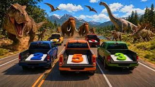 Thumbnail: 1 to 5 Numbers 🚚🦖🔢🌈  Dinosaurs | Kid Learn with Ocean Animals Toys | Colors | Kinetic Sand | Trucks