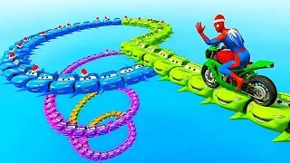 Thumbnail: GTA 5 CRAZY RAGDOLLS: COUPE SPIDER JUMPS! Quad Bike-Spider vs Spiderman on RAINBOW WEB Bridge