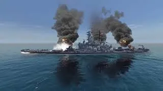 Thumbnail: DKM Hutten Vs USS South Dakota ~ Sea Power: WW2 Ships Mod