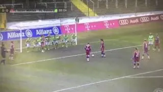 Thumbnail: Wolfsburg deny Bayern Munich on close indirect free kick
