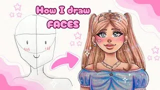 Thumbnail: How I draw and colour faces in my art style 🩷 easy tutorial ✨