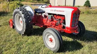 Thumbnail: 1958 Ford 801 Powermaster tractor flail-mowing
