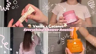 Thumbnail: Coconut & Vanilla Everything Shower Routine 🥥✨ Body Care, Skincare & Fragrance to Smell Good All Day