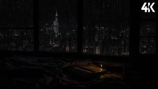 Thumbnail: No Ads 😴 Rainy Night NYC Window View | Cozy Bedroom Rain Sounds for Deep Sleep | Relaxing Rain