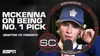 Thumbnail: Gavin McKenna reacts to being drafted first overall by the Toronto Maple Leafs 🔥 | SportsCenter