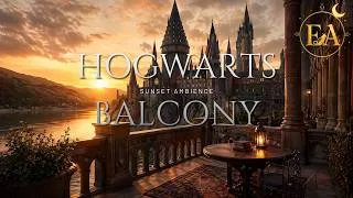 Thumbnail: Hogwarts Castle Balcony Ambience | Sunset River & Crickets | Relax, Study & Sleep