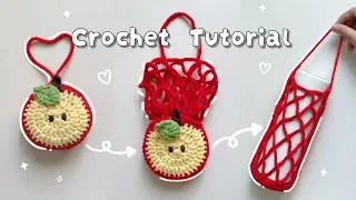 Thumbnail: ♡ Crochet Apple Pouch Tutorial that turns into a Water Bottle Holder | Low-Sew ♡