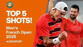 Thumbnail: Top 5 Shots Men: Djokovic, Alcaraz, Tabur & MORE 🔥 | 2025 French Open Highlights 🇫🇷