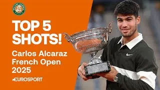 Thumbnail: Top 5 Shots: French Open Champion Carlos Alcaraz 🏆 | 2025 French Open Highlights 🇫🇷