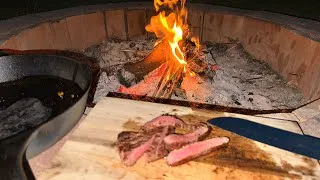 Thumbnail: Searing a steak over an open flame | ASMR Cooking | Cooking in Nature | No Talking all Natural