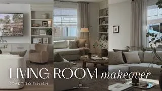 Thumbnail: Living Room Makeover 2026 || Budget Friendly DIY Transformation || Builder Grade to Custom