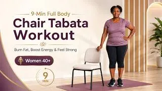 Thumbnail: 9-Min Full Body Chair Tabata Workout – Burn Fat, Boost Energy & Feel Strong
