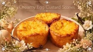 Thumbnail: ☁︎⋆｡✦ Baking Therapy | Creamy Egg Custard Scones ✦｡⋆☁︎