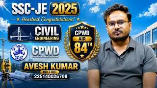 Thumbnail: ✌🥇AIR 84🥇✌ I Selected in SSC JE 2025 I CPWD II Avesh kumar II Civil  #sscje_topper2025 #excellent