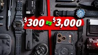 Thumbnail: $300 vs $3,000 All-Black Everyday Carry Kits (Budget vs. Luxury)