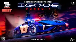 Thumbnail: GTA: Online. • Customise the new Pegassi Ignus Pursuit. Undercover build. • At the Arena. • 🆕️🚔🧑‍🔧🪛🔧