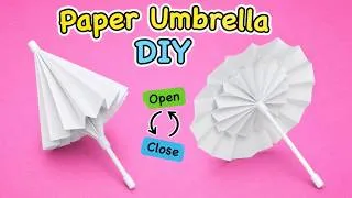 Thumbnail: How To Make a white Paper Umbrella That Open And Close // Origami Umbrella // mini paper Umbrella