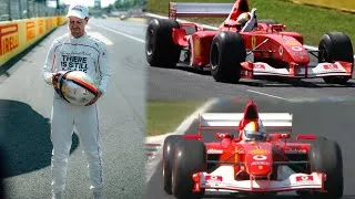 Thumbnail: Sebastian Vettel driving Schumacher’s F2002 Ferrari in Monza | Seb doing Donuts in the historic car