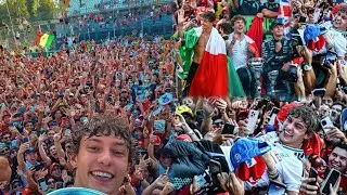 Thumbnail: Kimi Antonelli sharing the win with Tifosi & teammate George Russell | Wholesome scenes after podium