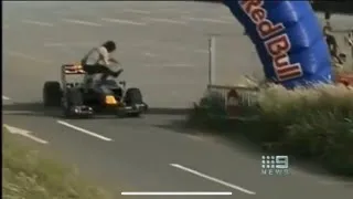 Thumbnail: This happens when you try to jump over a driving Formula One car! 😳🤷🏻‍♂️