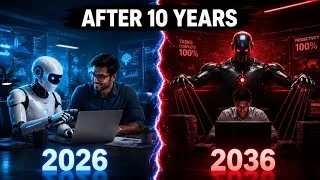 Thumbnail: Future Mein AI Kaisa Hoga? 😱 Al vs Humans: 2030 Mein Kaun Jeetega?