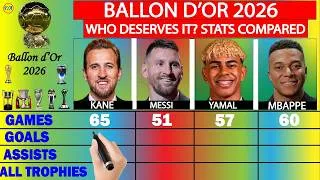 Thumbnail: Kane vs Messi vs Yamal vs Mbappe: The DESERVING Ballon d'Or 2026 WINNER in terms of stats