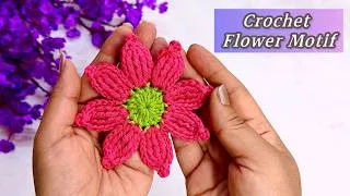 Thumbnail: Easy Crochet Flower Motif 🌸 | Step-by-Step Tutorial for Beginners | Crochet Flower Pattern