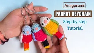 Thumbnail: How to Crochet a Cute Amigurumi Parrot Keychain | Step-by-Step Tutorial