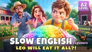 Thumbnail: Why Couldn't Leo Stop Eating the Rainbow Smoothie?! I Slow English Listening (A2)