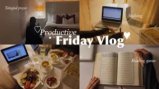 Thumbnail: Productive VLOG ✨| 3am Friday Morning Routine, Suhoor, Quran, Studying, Tahajjud, peacefull & Cozy.