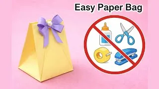Thumbnail: How to make paper bag without glue | origami paper bag | no glue paper box | gift bag craft
