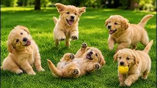 Thumbnail: 🐶💚 Adorable Puppies Playing Together on Lush Green Grass | Puppy Sounds | Cute Dog Videos