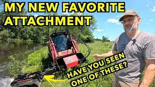 Thumbnail: So Much Faster!  Skid Steer Boom Mower Makes Pond & Field Edges Easy.